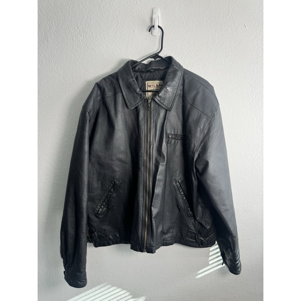 Wilda Vtg Men's Leather‎ Jacket USA Biker Black Size XXL Vintage
